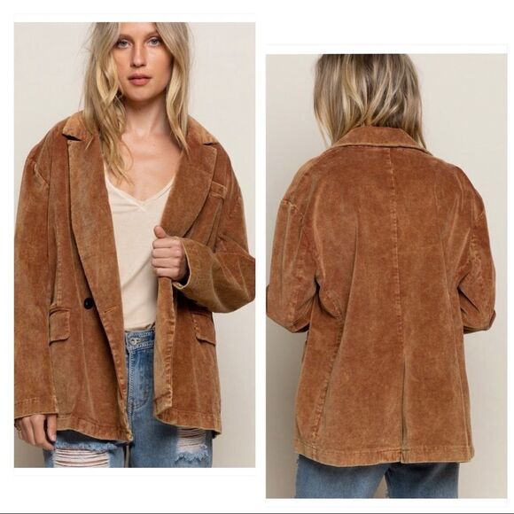 Copy - POL Casual Cotton Corduroy Jacket in Caramel - Picture 4 of 12